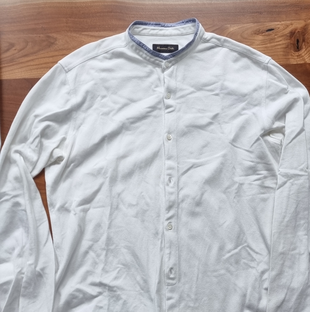 Men's Massimo Dutti LS White Polo Size L